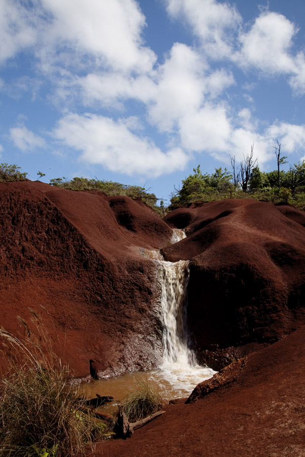 Red dirt waterfall Kaua'i Travel Photography