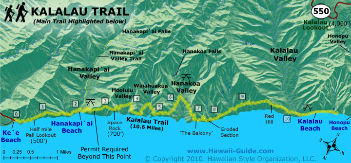 Kalalau Trail map Kaua'i Travel Photography