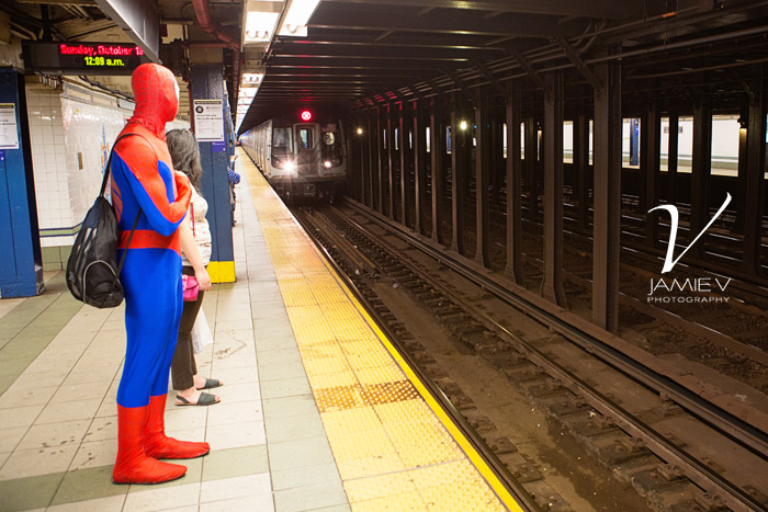 Spiderman in the subway New York City Photography
