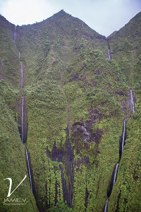 Kaua'i Hawai'i Aerial Travel Photography - Weeping Wall