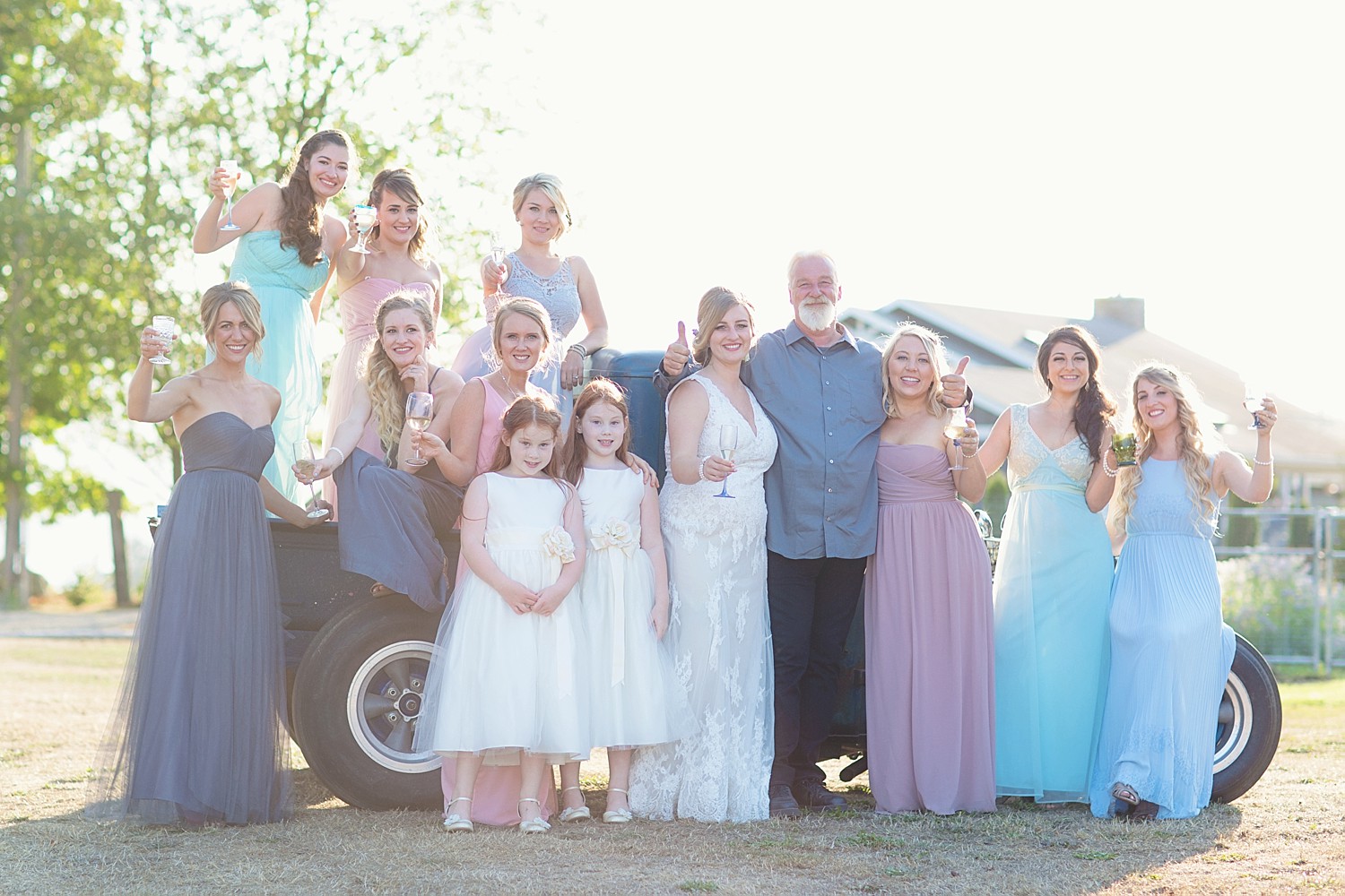 Bridesmaids and Dad | Lummi Island Wedding Photography | Jamie V Photography